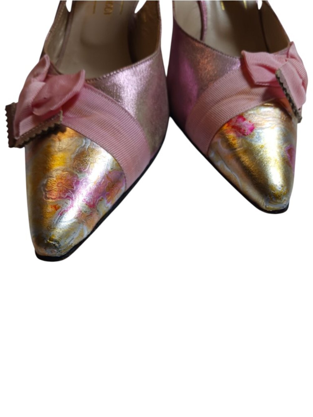 Roberto Capucci Vintage Metallic Pink Kitten Heels Size 8.5B - Picture 8 of 16